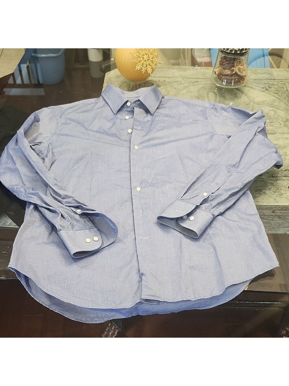 Armani Collezioni Luxury Men's Blue XL Button Up Dress Shirt